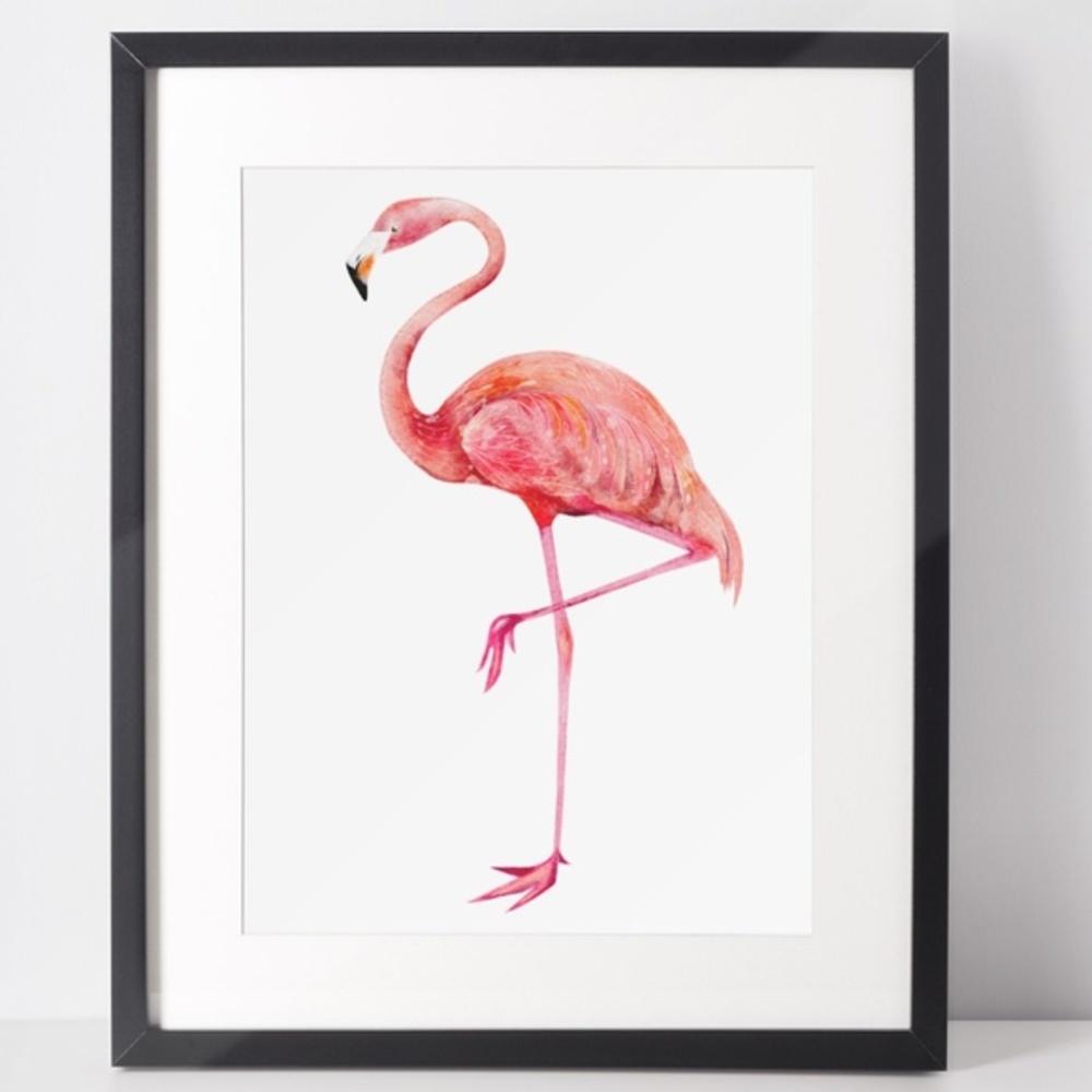 Wall Art Tropical Flamingo Print Unframed - Picture 1 of 12